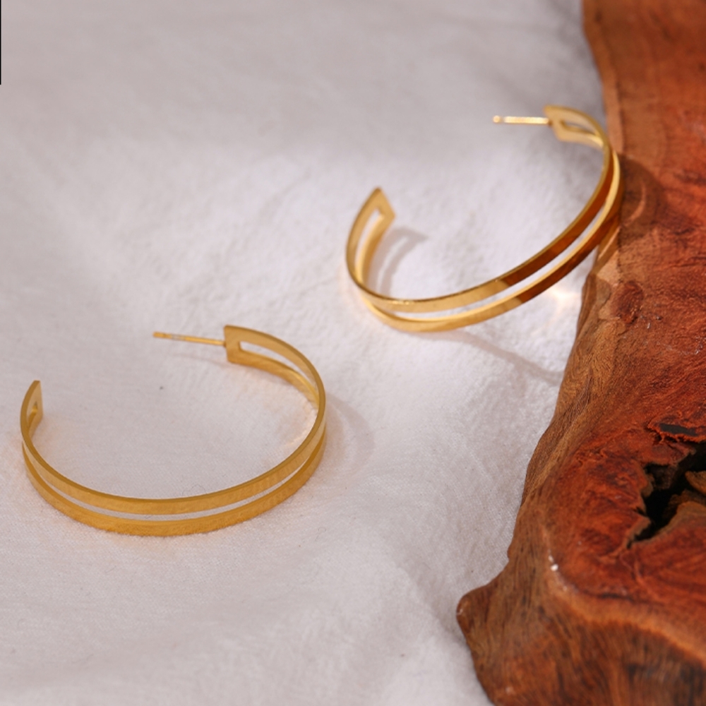 Stylish Round Hoop Earrings - Picture 3 of 5